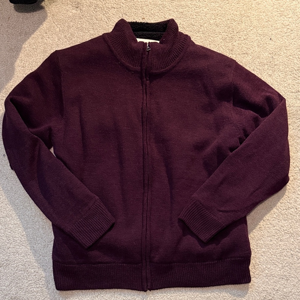 Maroon Full-Zip Fleece Cardigan NEW